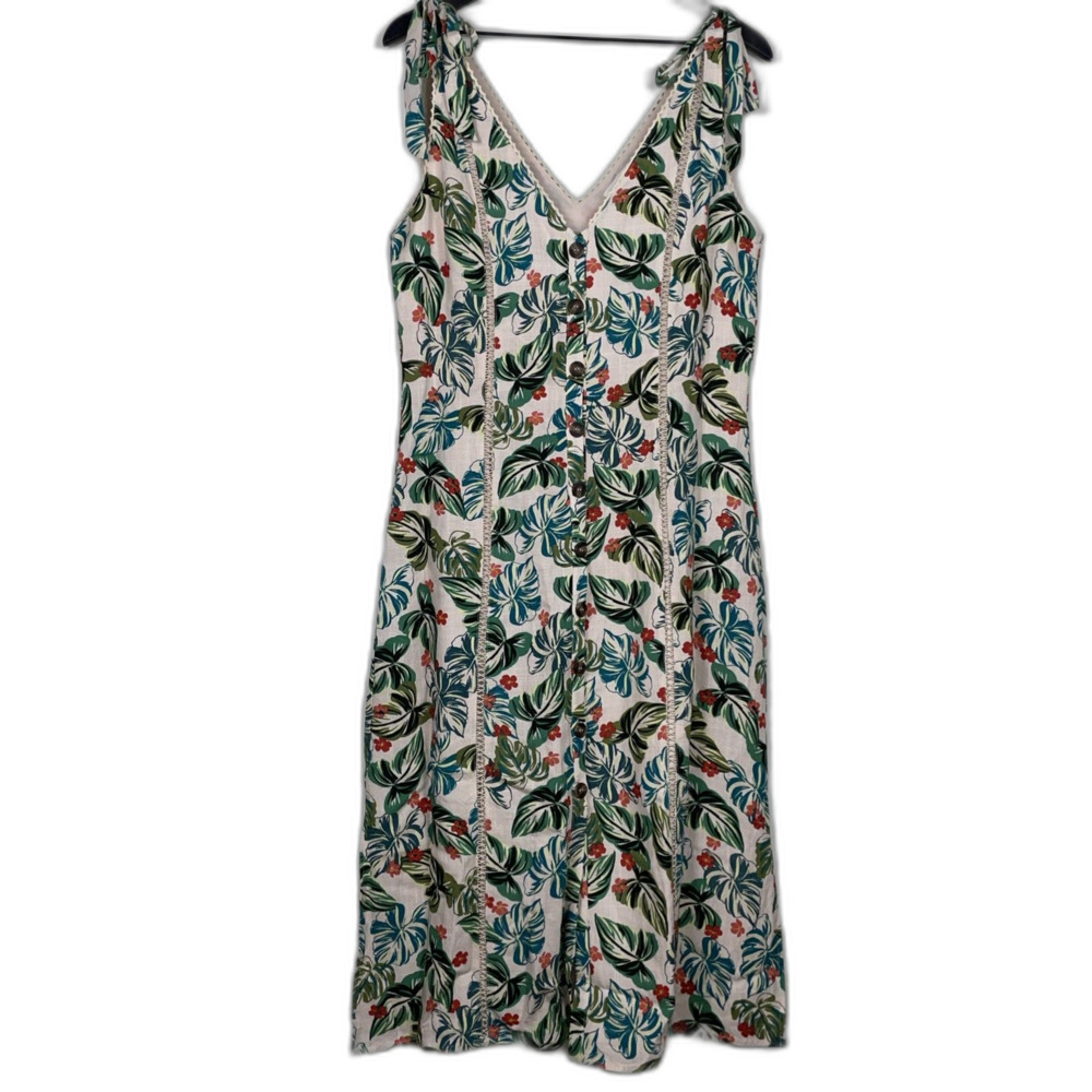 Lost + Wander Womens Dress Large Maxi Long Jungle Floral Straps Linen Boho